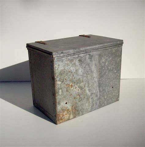 metal box antique logo galvanized hinged decorative|metal boxes with hinges.